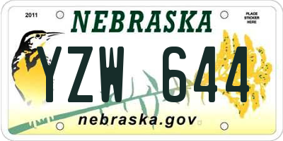 NE license plate YZW644