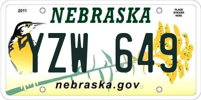 NE license plate YZW649