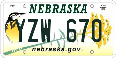 NE license plate YZW670