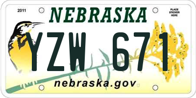 NE license plate YZW671