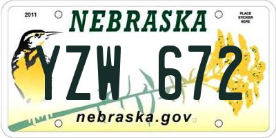NE license plate YZW672