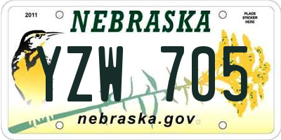 NE license plate YZW705