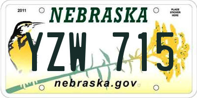 NE license plate YZW715