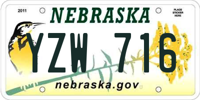 NE license plate YZW716
