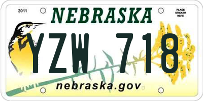 NE license plate YZW718
