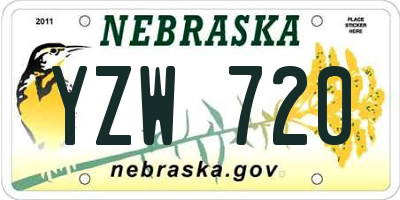 NE license plate YZW720