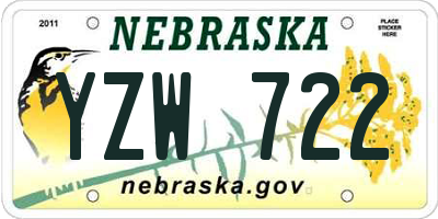 NE license plate YZW722