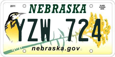 NE license plate YZW724