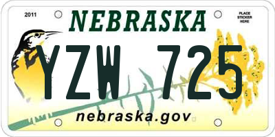 NE license plate YZW725
