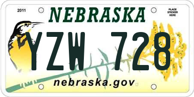 NE license plate YZW728