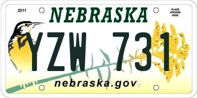 NE license plate YZW731