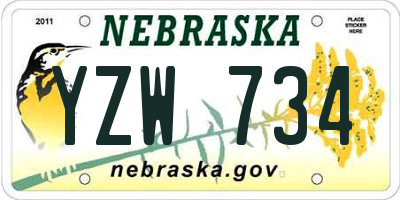 NE license plate YZW734
