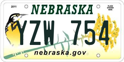 NE license plate YZW754