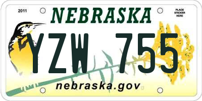NE license plate YZW755