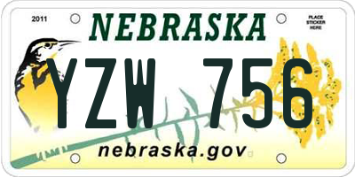 NE license plate YZW756