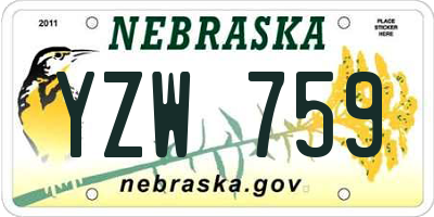 NE license plate YZW759