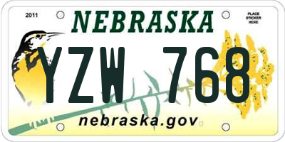 NE license plate YZW768