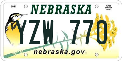 NE license plate YZW770