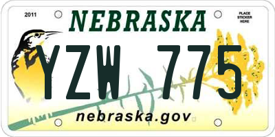 NE license plate YZW775