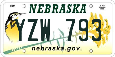 NE license plate YZW793