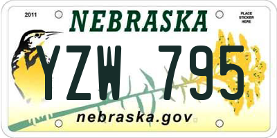 NE license plate YZW795