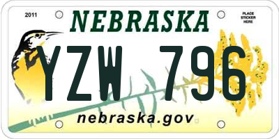 NE license plate YZW796
