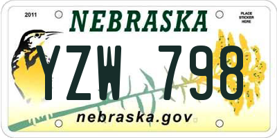 NE license plate YZW798