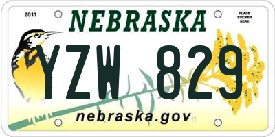 NE license plate YZW829
