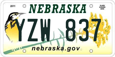 NE license plate YZW837
