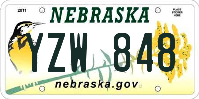 NE license plate YZW848
