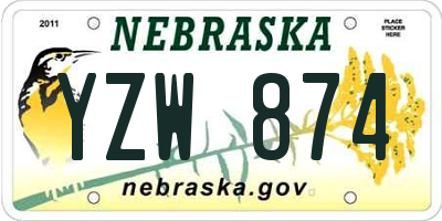 NE license plate YZW874