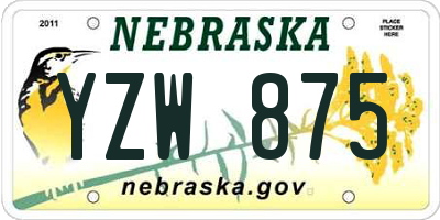 NE license plate YZW875
