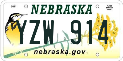 NE license plate YZW914