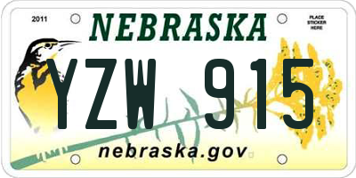 NE license plate YZW915