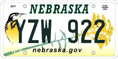 NE license plate YZW922