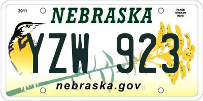 NE license plate YZW923