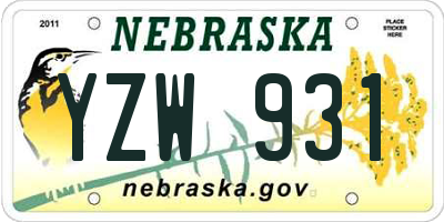 NE license plate YZW931