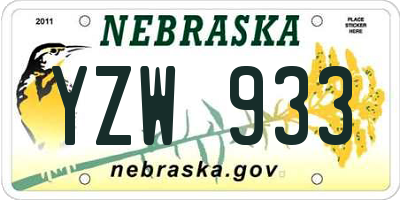 NE license plate YZW933