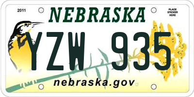NE license plate YZW935