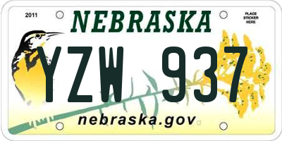 NE license plate YZW937