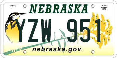 NE license plate YZW951