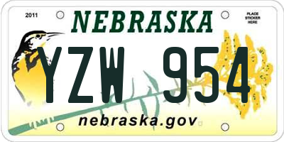 NE license plate YZW954