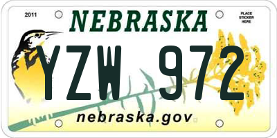 NE license plate YZW972