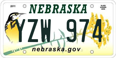 NE license plate YZW974