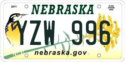 NE license plate YZW996