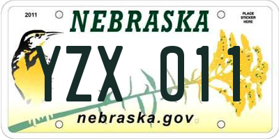 NE license plate YZX011