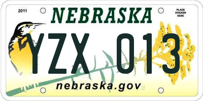 NE license plate YZX013