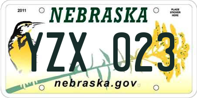 NE license plate YZX023