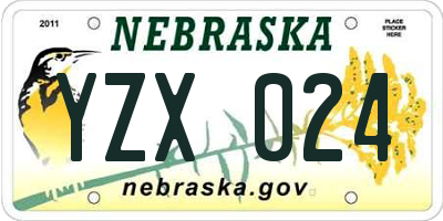 NE license plate YZX024