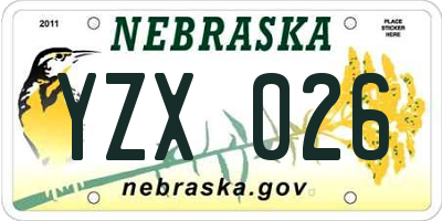 NE license plate YZX026
